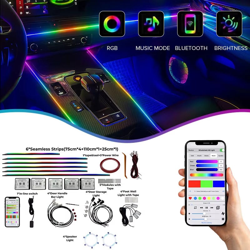 Paket Lampu Ambient Mobil 18 i - Led Strip Lights ulasan dan harga